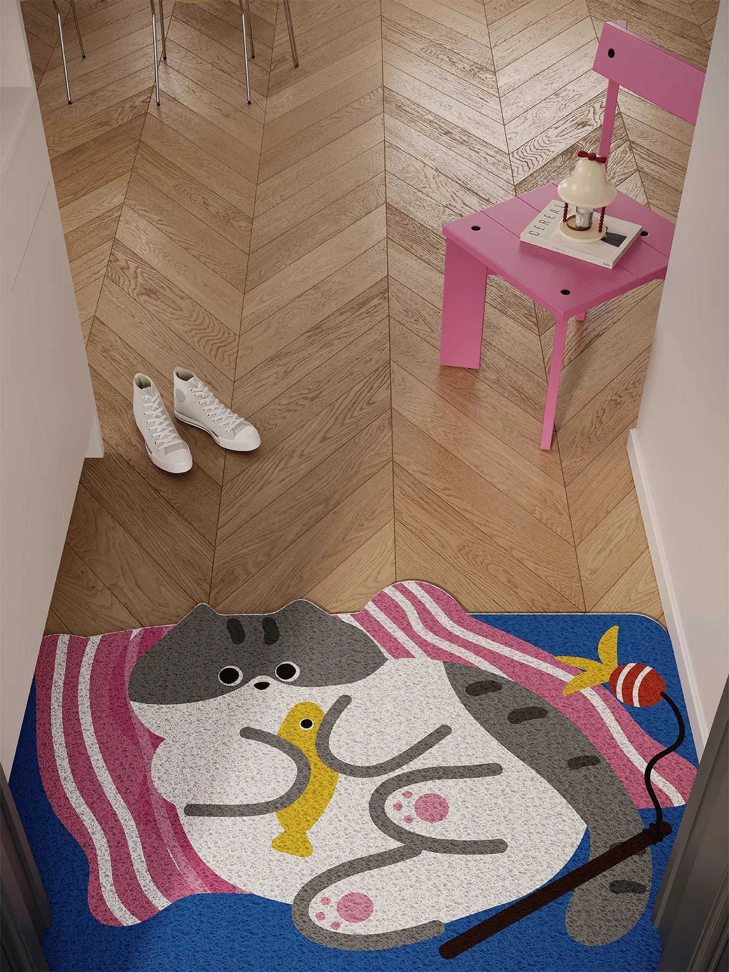 Fat Orange  Door Mat Korean Style Entrance Mat Anti-Slip Dirt Resistant Customizable round Or Rectangular Doorway Carpet