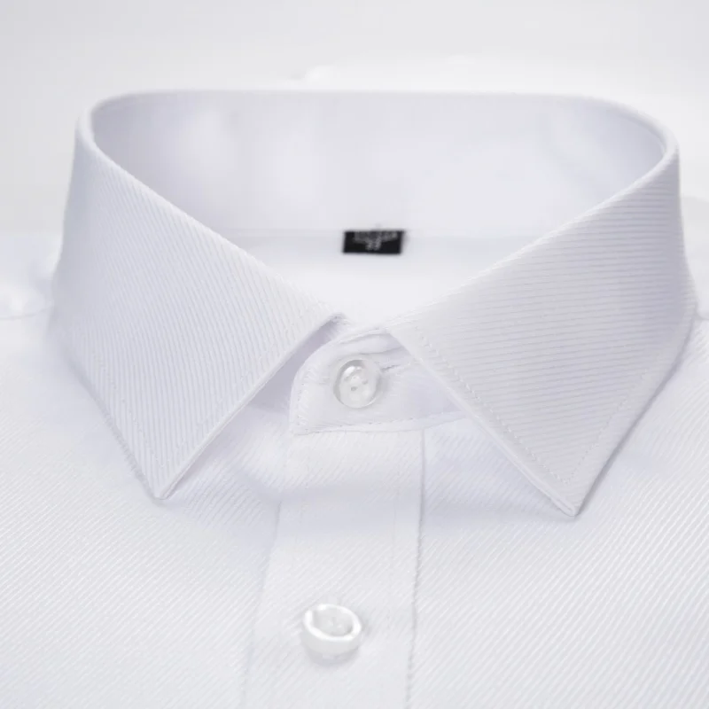 8XL Bamboo Fiber Business Casual Work Blue White Shirt Men's Long Sleeve Slim Fit Formal Easy Care Office Men Shirt Long Sleeve