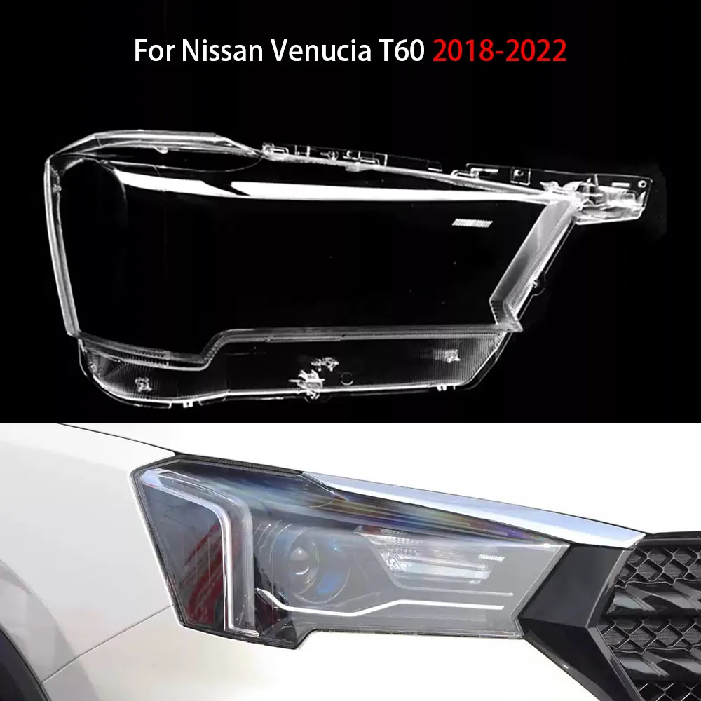 

For Nissan Venucia T60 2018-2022 Car Accessories Headlight Cover Headlamp Shell Transparent Lampshade Case Lens Plexiglass