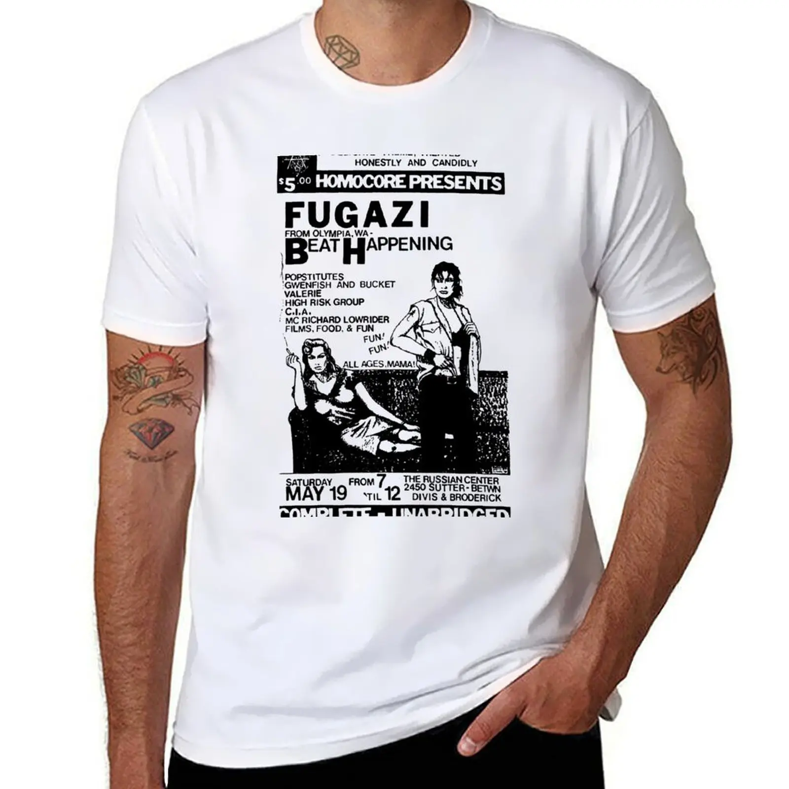 Fugazi Beat Happening Gig Poster T-Shirt t shirts for man cotton funny man t shirts high quality luxury brand T-Shirt