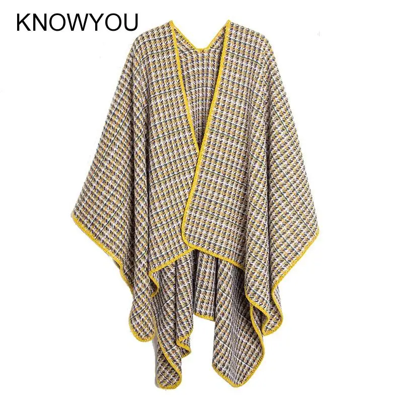 2022 New High Quality Plaid Ponchos and Capes Cashmere Pashmina Female Bufanda Mujer Women Shawls Wraps Elegant Echarpes