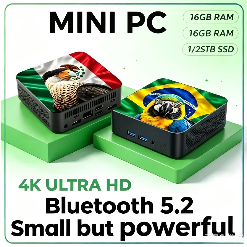 Pc Gaming Portable - 2026 Mexico & Brazilië vlag-thema mini-pc