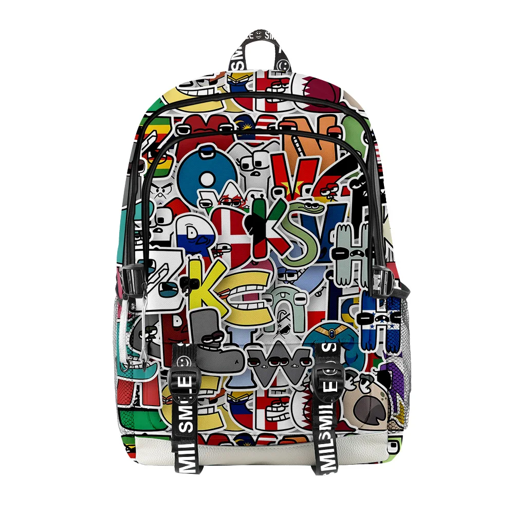 Harajuku Novelty Cool School Bags Unisex Alphabet Lore Travel Bag 3D Print Oxford Waterproof Notebook Shoulder Backpacks