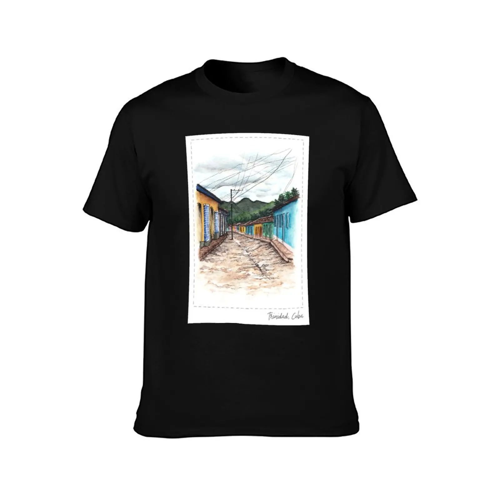Hand Painted Cuban Street T-Shirt, Summer Casual Cotton Tee, Oversized Streetwear Tops, Vintage Graphic Print, Unisex Men Women