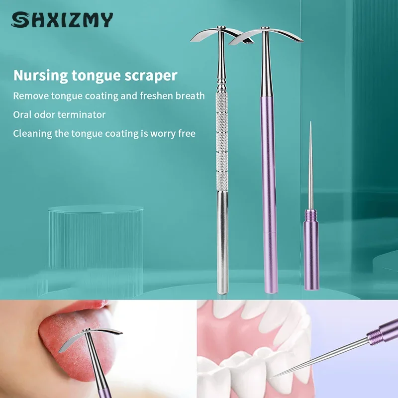 

Premium Stainless Steel Tongue Scraper Cleaner For Adults & Kids Portable Stainless Steel Tongue Scrapers With Hidden Toothpick