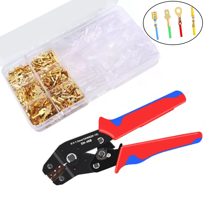 Conectores Macho y Hembra para Cables, Terminales Eléctricos Aislados de 2.8/6.3mm, Kit Surtido de Conectores Tipo Pala