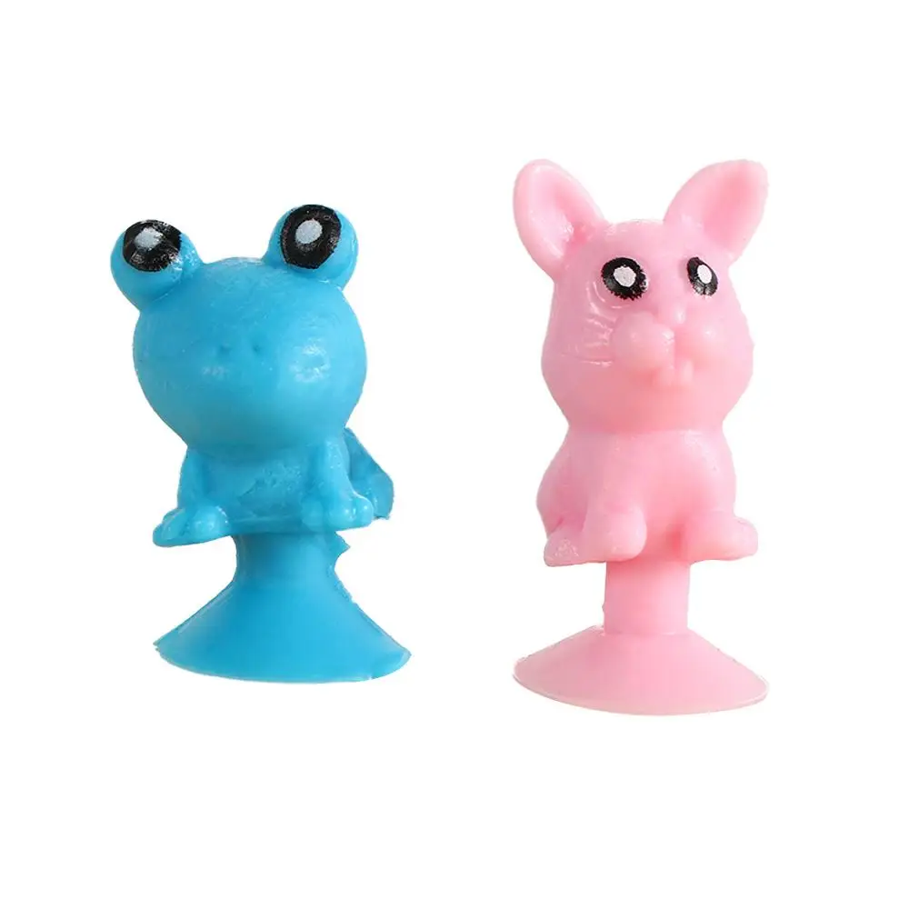 20 stks/partij Speelgoed Dier Actiefiguren Mini Pop Cartoon Siliconen Capsule Model Zuignap Puppets Zuignap Speelgoed Sucker Poppen
