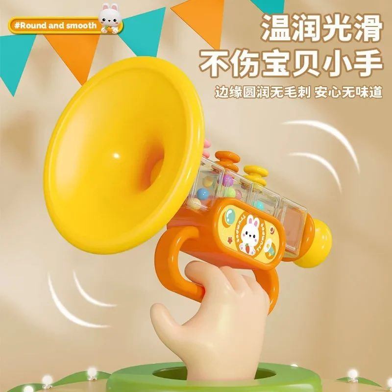 Cartoon Rabbit Trumpet Mini Multi Function Playable Musical Instrument Funny Early Educational Creative Learning Horn Toy