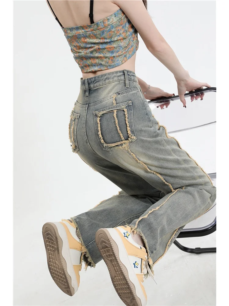 

American Sle Light Wa Straight Leg Denim Jeans Women's High Waist plus Size Slimming Trendy Streetwear Summer 2023