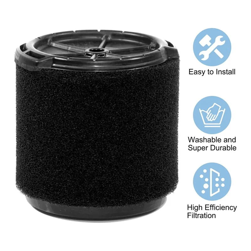 ABUS-VF3700 Filter Compatible For Ridgid Vac 3-4.5 Gallon Shop Vacuum Cleaners, Wet Application Foam Filter Fit WS0301VA