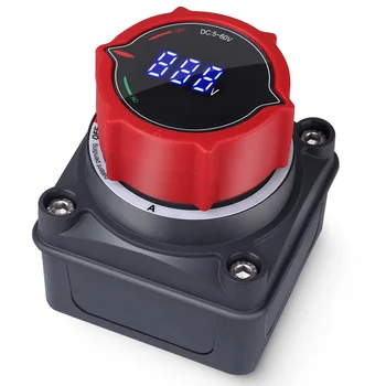 Upgrade Battery Disconnect Switch with Voltmeter, DC 5-60V Master Isolator Cut Off/Off Switch for Marine Boat Car Truck Caravan