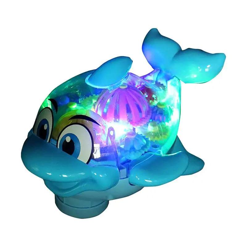 Dolphin Toys For Girls Colorful Lights Mechanical Gear Dolphin Model Flexible Mobility Musical Electric Simulation Sea Animal To