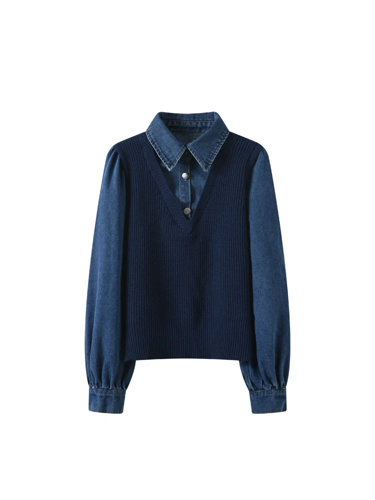 ゆったりとしたロングスリーブの女性用プラスサイズ秋冬新作スリムフィットカレッジ風トップス CaraCLUB ビッグサイズフェイクツーピース