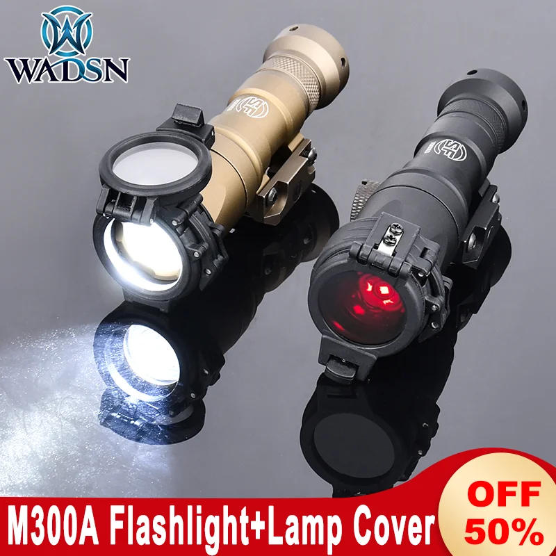 

WADSN SF Surefir M300A Tactical Flashlight White Light Fit 20MM Picatinny Rail Weapon Lamp With Diffuser IR Light Lamp Cover