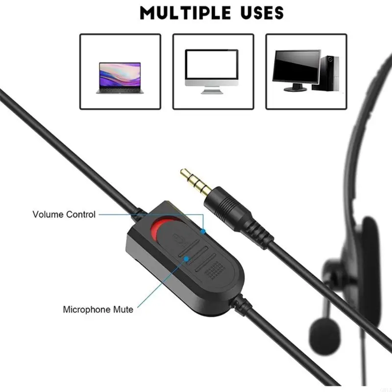 G8TA USB Headset with Microphone Single-Sided Computer Headphone Lightweight Call Center Headset for PC/Laptop/Computer