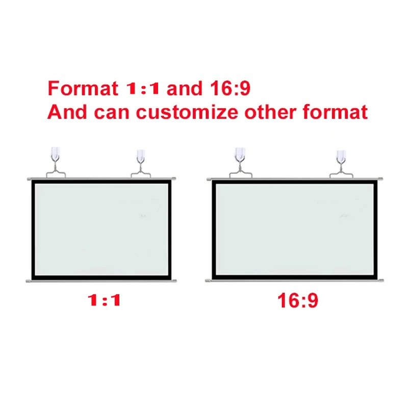 100 120 Inch Projector Screen 16:9 Foldable Portable Projection Movies Screen Wall Mounted for Home Theater Office Use 5
