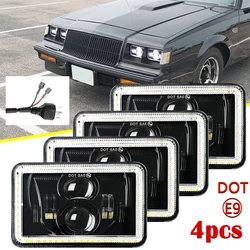 HAOLIDE Off-road Use 4X6 inch H4 LED Headlight Square Lamp High/Low White Amber Daytime Running Light For Car off-road use 12V