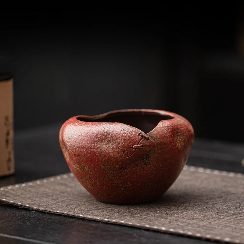 Chinese Retro Saw Nails, Building Water Coarse Pottery Kiln Change Tea Washing Cup Washing Table Top Large Tea Residue Tank