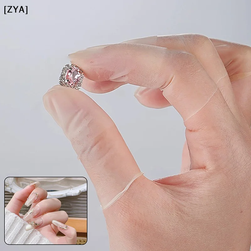 100/200PCS Art Finger Protection Cover Rubber Non-slip Anti-static Finger Cots Disposable Latex Finger Cover Nail Art Tool[ZYA]