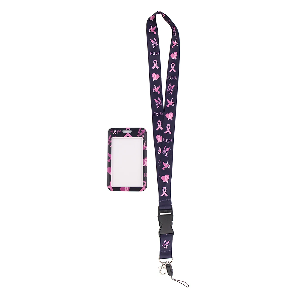 

ER839 Breast Cancer Neck Strap Lanyard For Keys ID Card Gym Phone Straps USB Badge Holder DIY Hang Rope Lariat Lanyard For Women