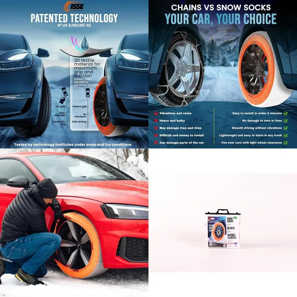 

Tire Chain Replacement. Super Size 70 Textile Traction for Optimal Tire Grip in Snow & Ice. Durable Multi-season Reuse. Easy to