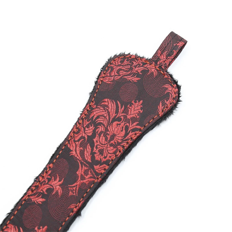 45.5CM Front Classical Red,Back Black Velvet Flog Spank Paddle Horse Whip Beat Submissive Crop Equestrian bat for Cosplay