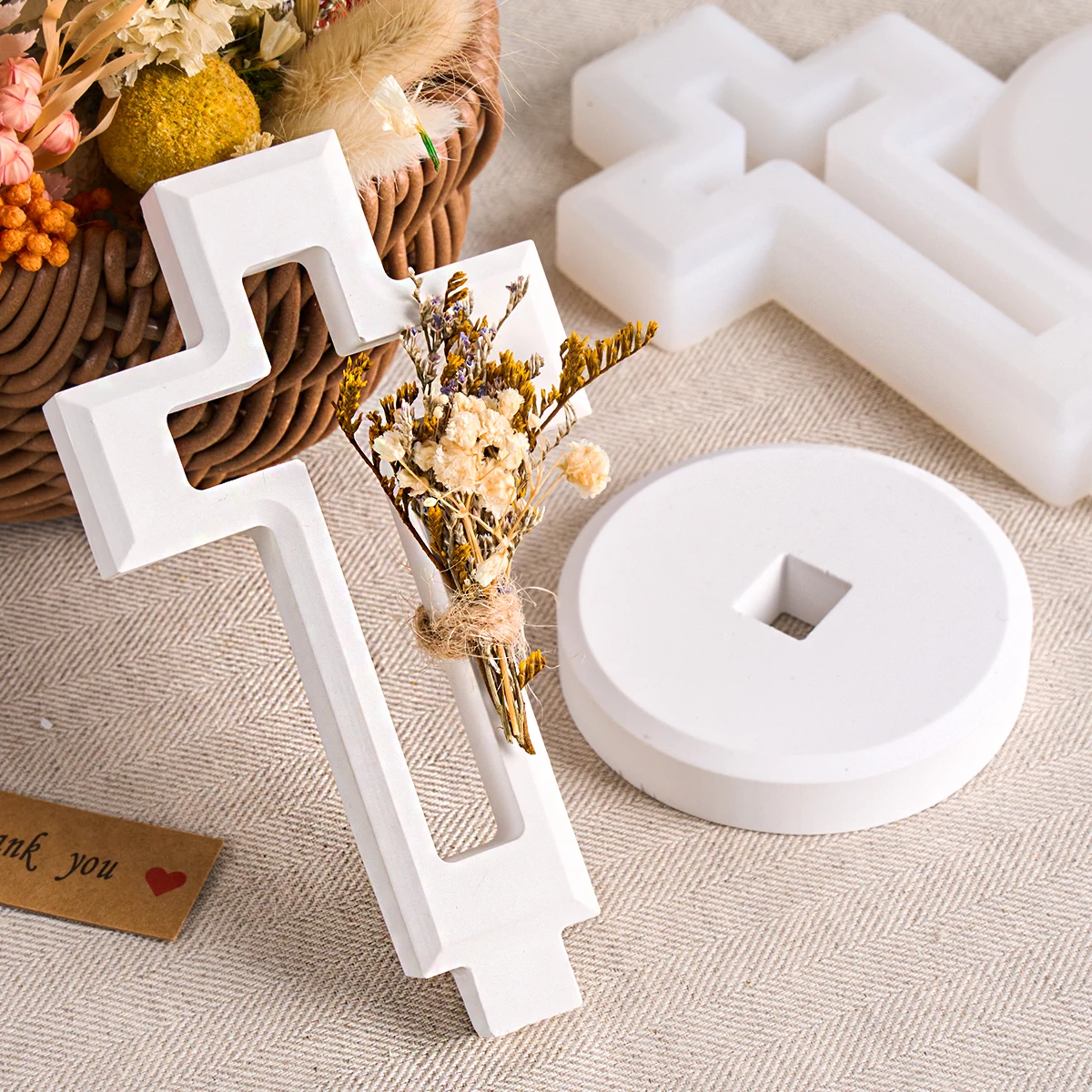 3D Cross Ornament DIY Handmade Mold Universal Cross Candle Holder Decorative Silicone Plaster Concrete Resin Mold Craft Gift view 5