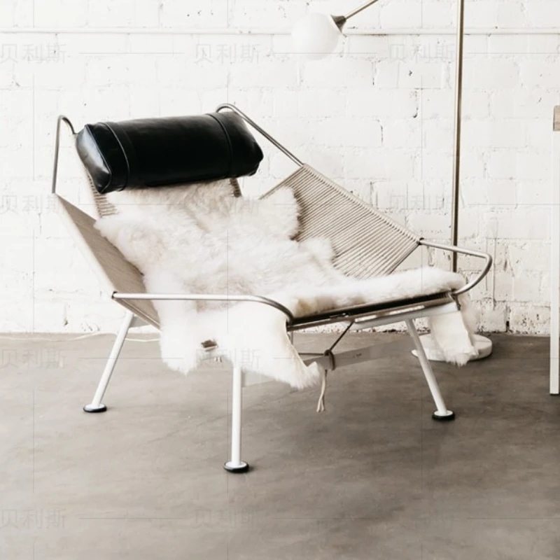 Nordic Balcony Danish Sofa Chair Single Leisure Chair Simple Designer Furniture Outdoor Sailing Flag Rope Lounge Chair