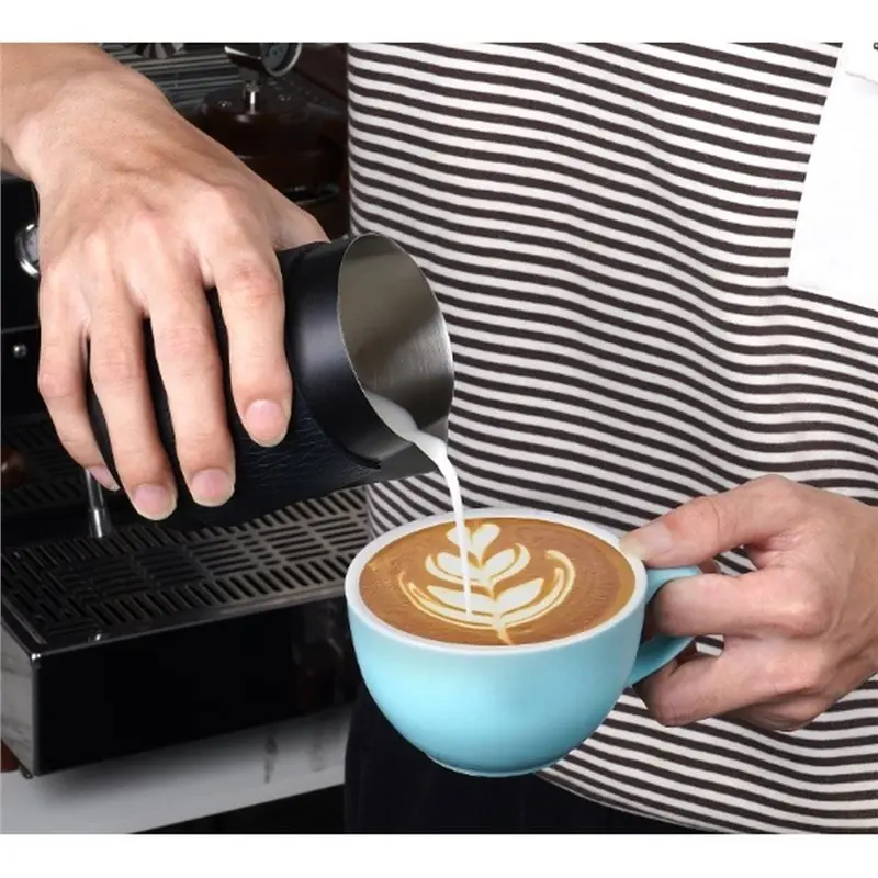 IALJ-Milk Frothing Jug 500Ml No Handle For Espresso Steaming Pitcher Pointed Mouth& Slanted Mouth Cup Foam B