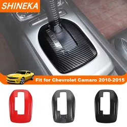 SHINEKA-cubierta decorativa para Panel de cambio de marchas de coche, accesorios interiores de fibra de carbono, grano negro y rojo, para Chevrolet Camaro 2010-2015