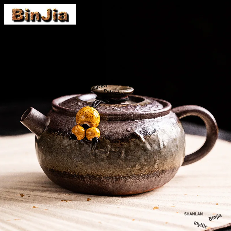 

120ml Retro Kiln Change Kiyomizu-yaki Ceramic Teapot Ancient Tea Infuser Pot Tea Making Kettle With Ball Hole Tea Ceremony Gifts