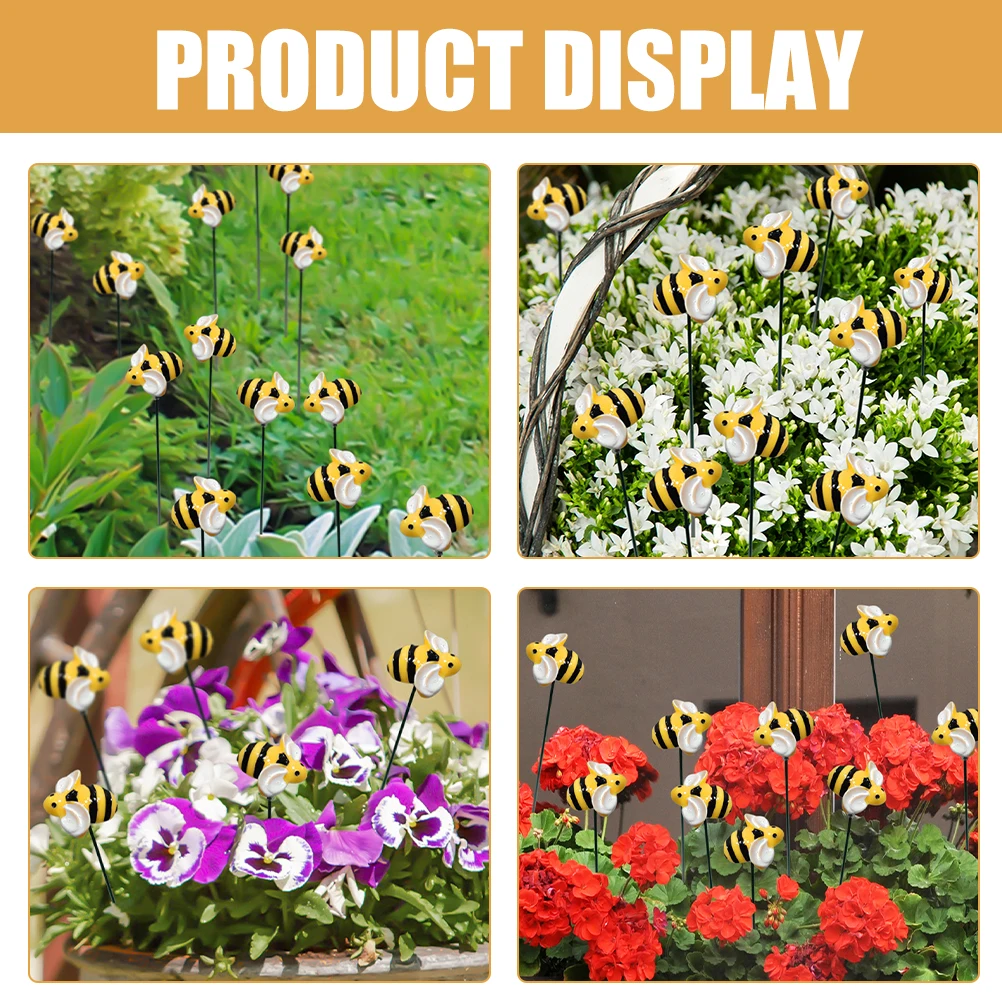 

10pcs Stakes Decorative Lawn Ornaments Yard Decoration Outdoor Decor Small Bees Lifelike Wing Patios