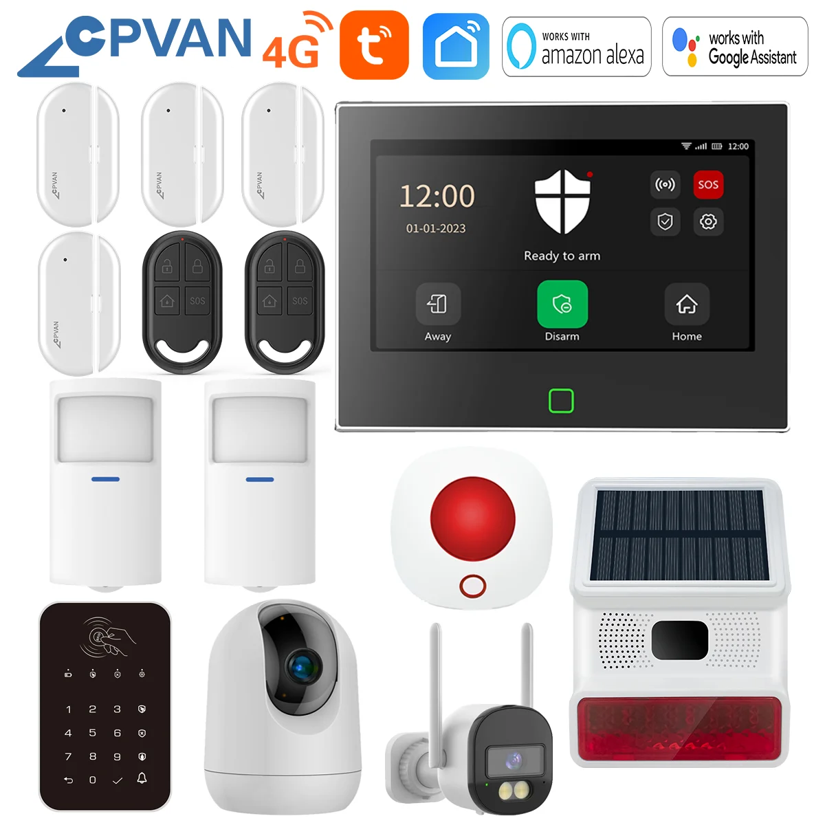 cpvan sistema de alarme domestico sem fio tuya smart house seguranca contra roubo protecao kit de alarme built in 5000mah bateria wifi 4g 7 01