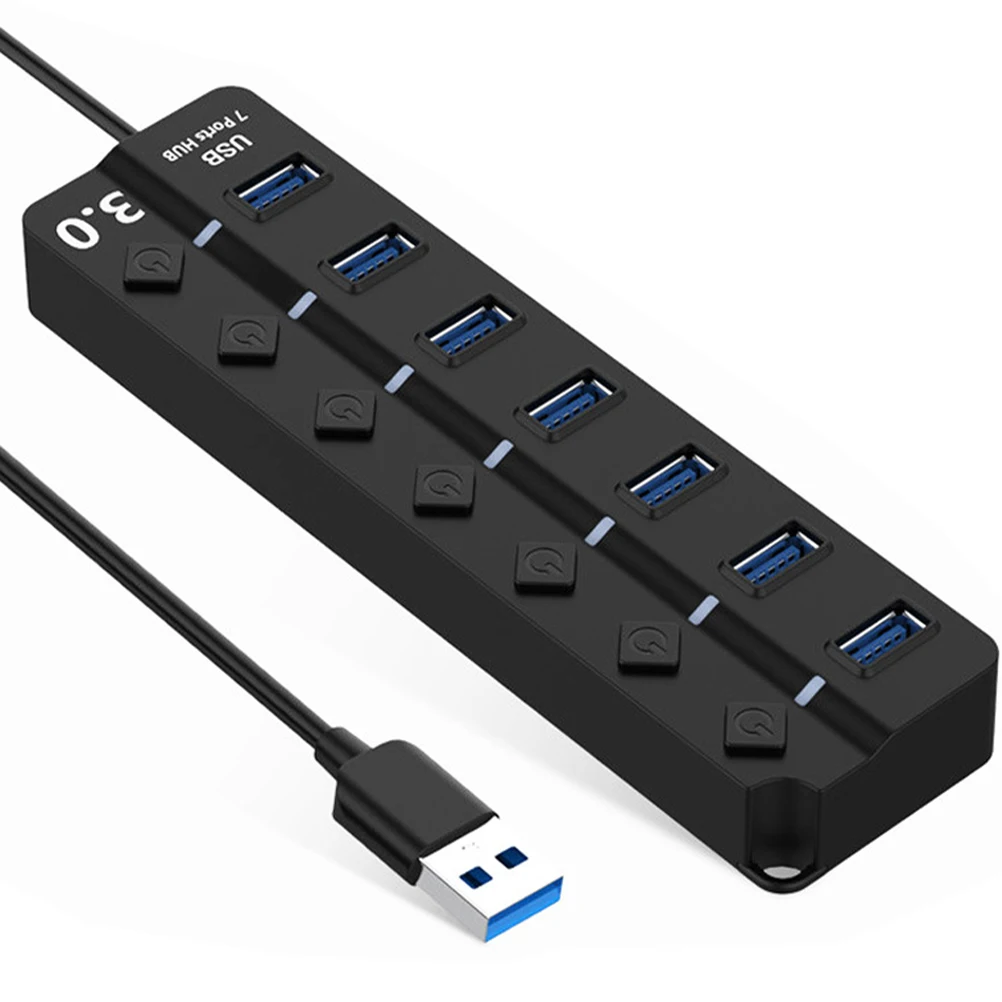 

Multi USB Port for Laptop USB3.0 Hub Multiple Ports Adapter Large Black Abs Travel