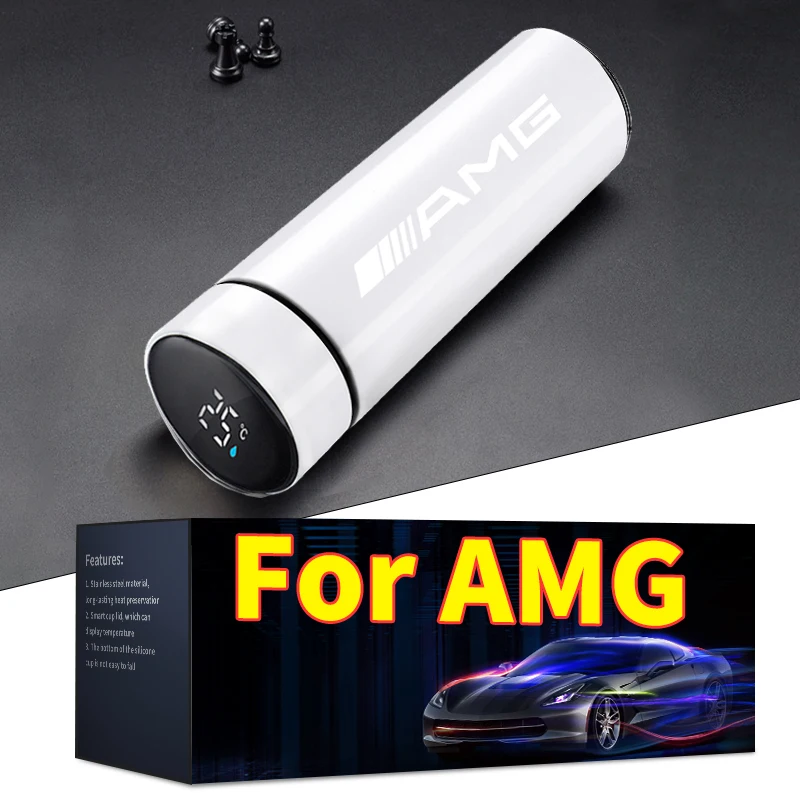 500ml Portable Car Logo Intelligent Stainless Steel Thermos Bottle For Mercedes Benz AMG V177 W124 W168 W169 W245 W447 W638 W639