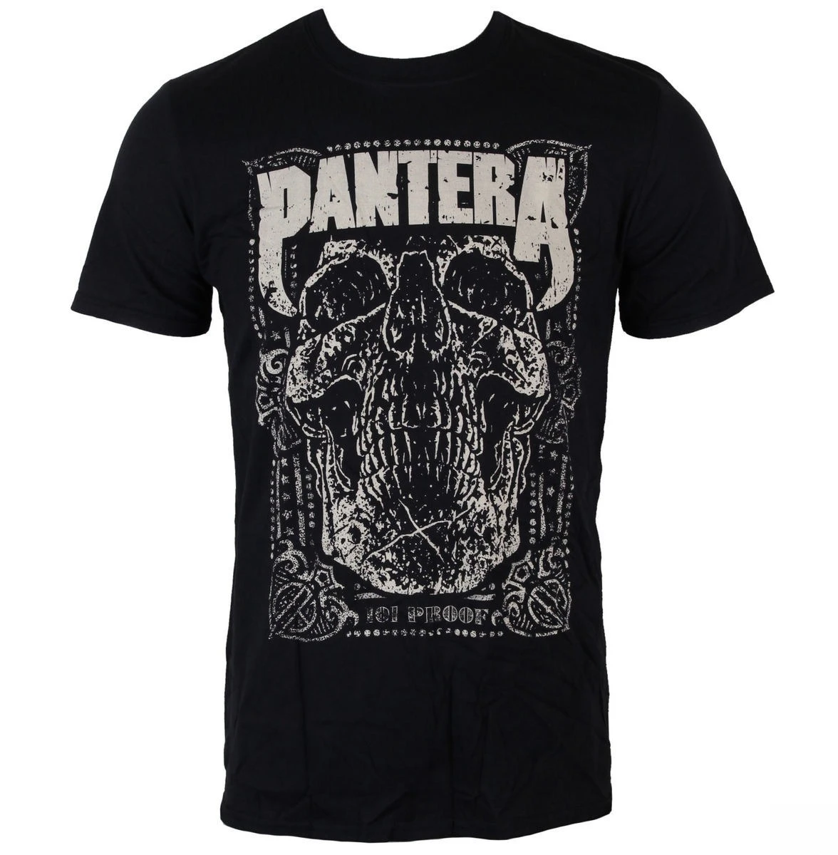 Pantera - 101 Proof Skull Art Pattern Metal Band T-Shirt Casual Street Style Cotton T-Shirt Suitable for Both Men and Women