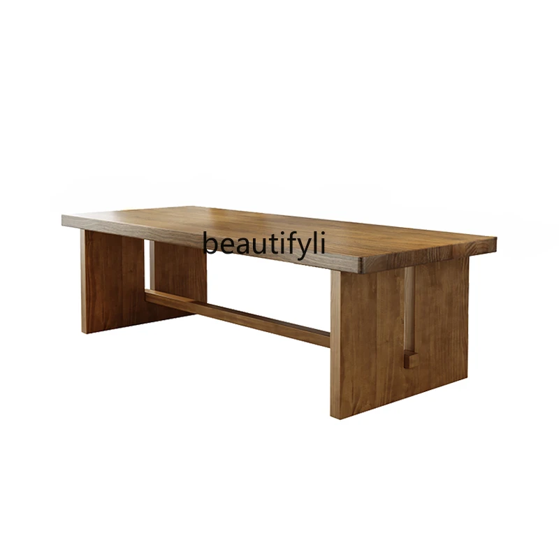 

Nordic Solid Wood Living Room Desk Leisure Area Study Table Negotiation Reception Table Home Workbench Long Large Board Table