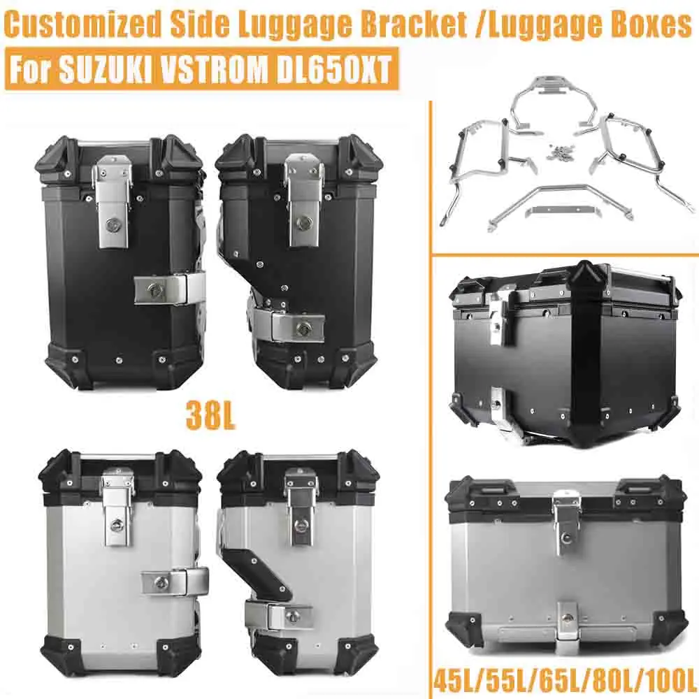 Customized For SUZUKI VSTROM DL650XT Motorcycle Side Luggage Case Bracket Pannier Saddlebag Rack Rear Top Box Trunk Accessory