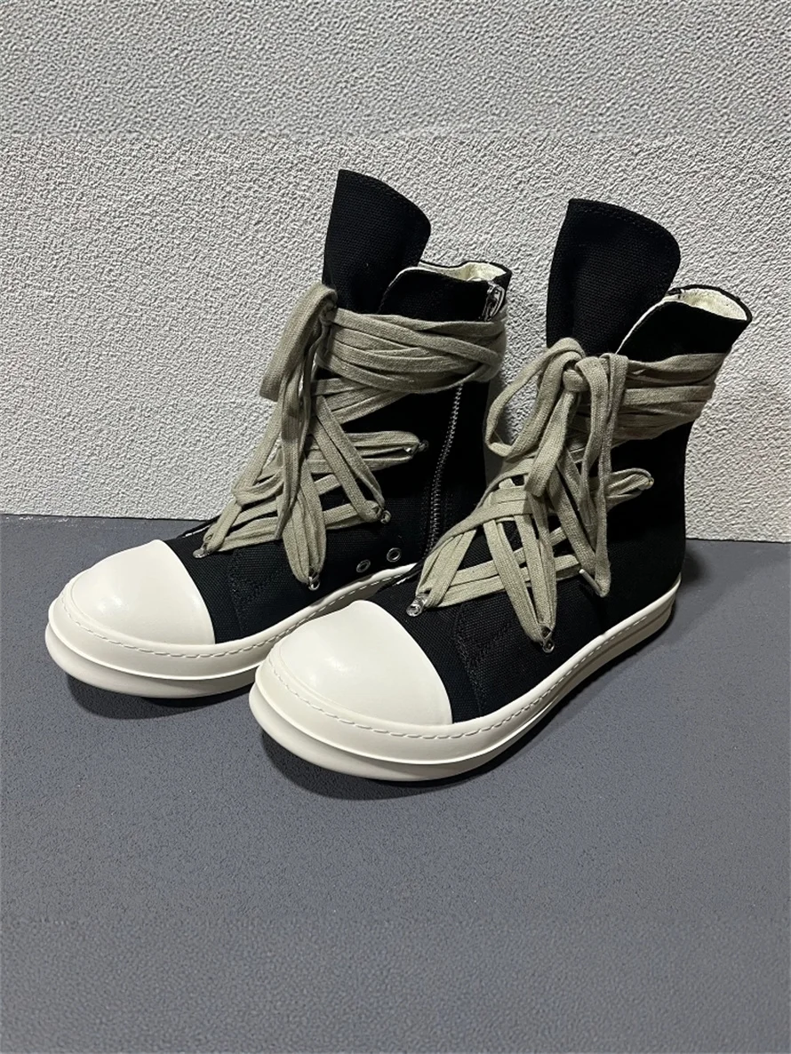 High Quality Real Picture Mess Up Cross Lace Canvas Trainer Lovers Sneakers Boots