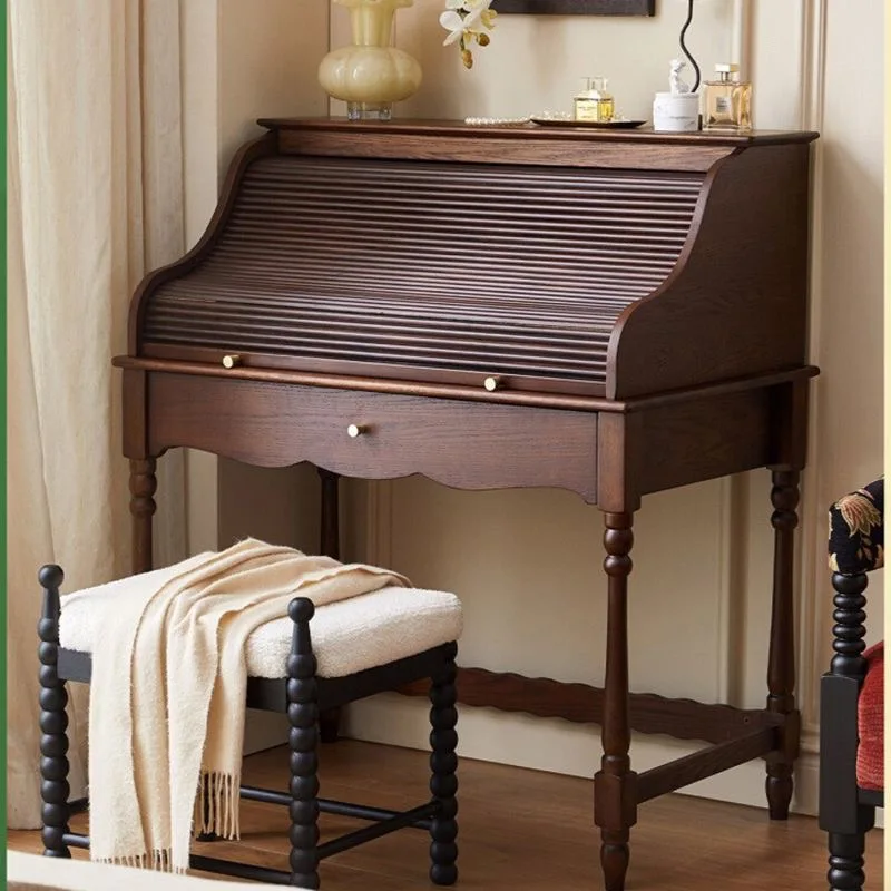 

Roller curtain dresser solid wood makeup table storage integrated bedroom organ dressing