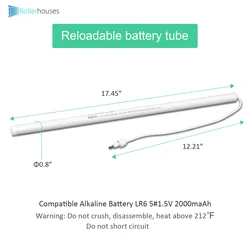 12V DC akumulator do ponownego załadowania Tube z automatycznym silnikiem żaluzji, jest dostarczany 3.5 DC 1.35mm złącze męskie