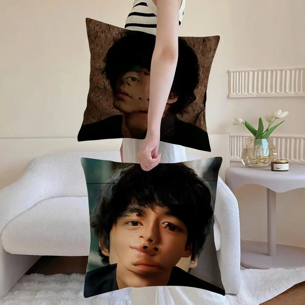 Kentaro Sakaguchi Actor Cushion Cover Anti-dustmite Pillowcase Invisible zipper silky short plush Sofa cushion cover