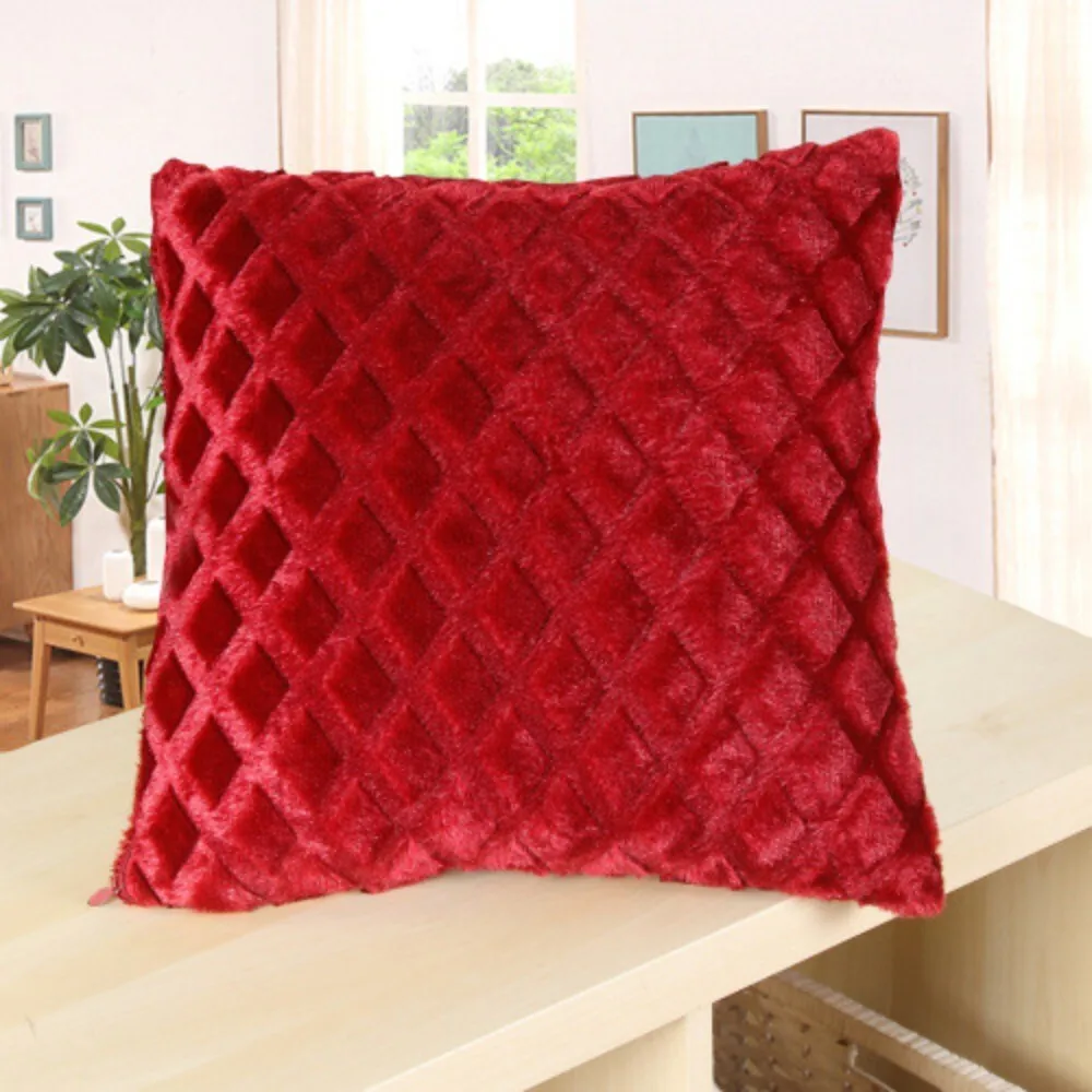 Plush Embossed Diamond Pattern Square Back Support Cushion for Sofa Bed Home Decor Soft Comfortable Pillow for Sitting Relaxing
