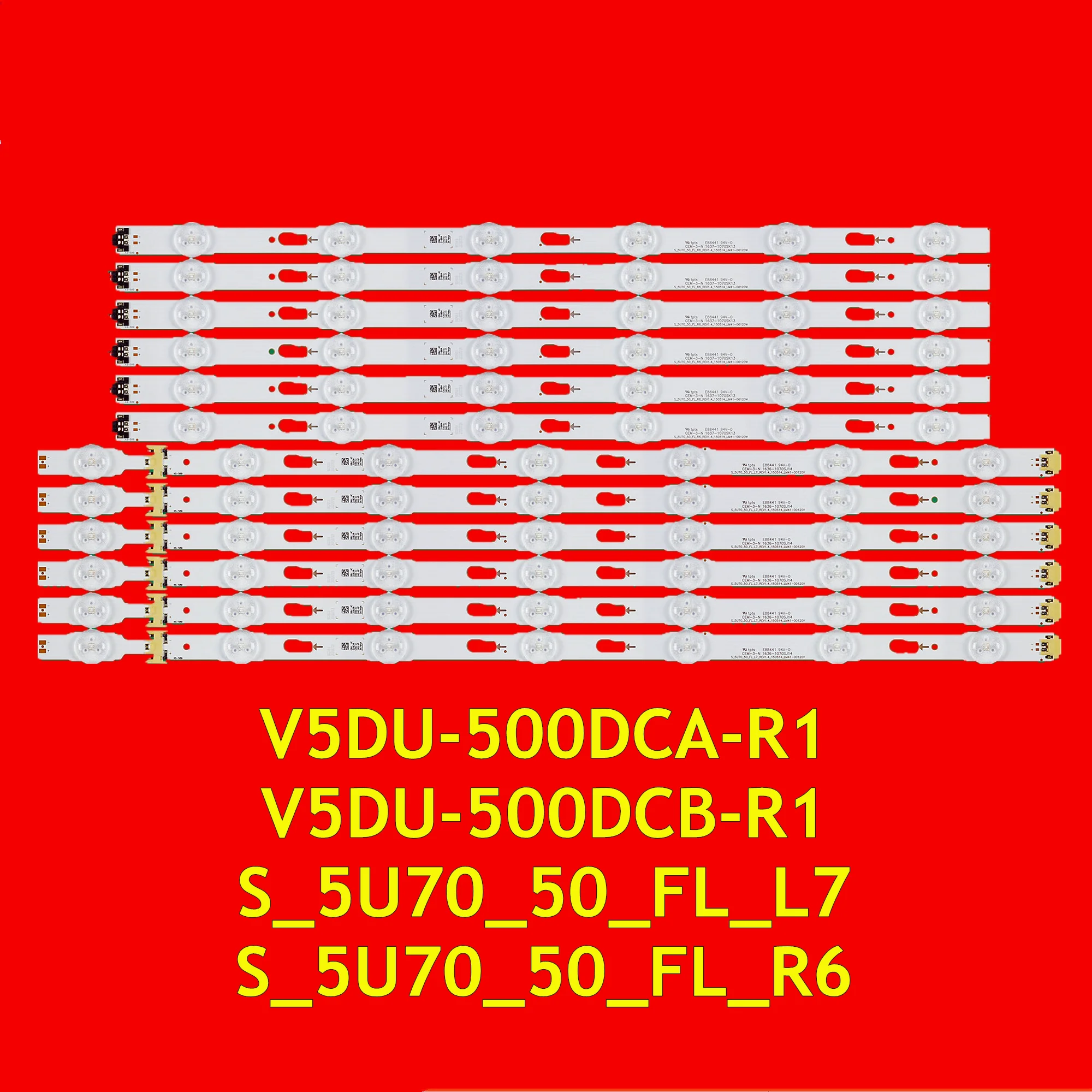 Fita de retroiluminação LED para UE50JU6400U, UE50JU6500, UE50JU6400, UN50JU6500, BN96-34795A, BN96-34796A, V5DU-500DCA-R1, V5DU-500DCBR1