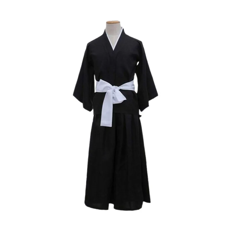 Anime BLEACH Cos Suit Kuchiki Rukia Shinigami Cosplay Costume Wig Black Kimono Full Set Halloween for Woman Men Clothes
