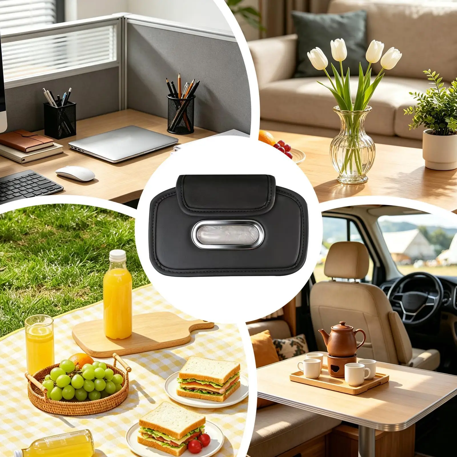 Car Tissue Box Holder Backseat Rectangular Facial Paper Organizer Napkin Holder For Car For Headrest Vehicle SUV Interior Travel