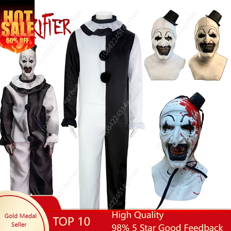 

Art The Clown Cosplay Movie Terrifier 2 Art The Clown Cosplay Costume Jumpsuit Mask Halloween Costumes Mask for Men Women