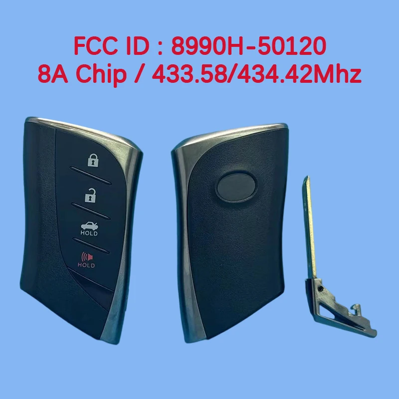 

CN052076 послепродажного обслуживания 4-кнопочный смарт-брелок 433,58/434,42 МГц FCC 8990H-50120 8A чип для Lexus LS350 LS500 2018+