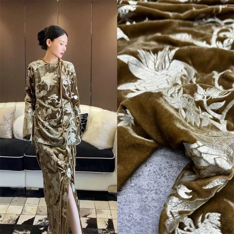 Gaoding New Silk Velvet Gilding Fabric Autumn and Winter National Style Top New Chinese Style Coat Set Fabric