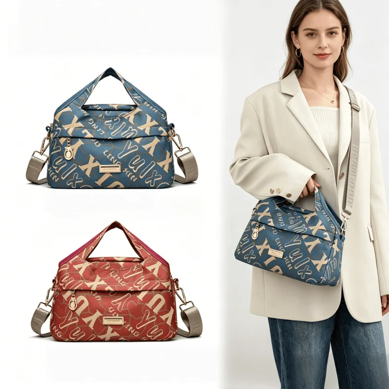 Large Capacity Nylon Women's Top-Handle Tote Bag Lightweight Casual Shoulder Fashion Work Commute Travel Handbag
